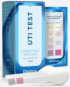 Diagnox UTI Test Strips box with three individually wrapped tests