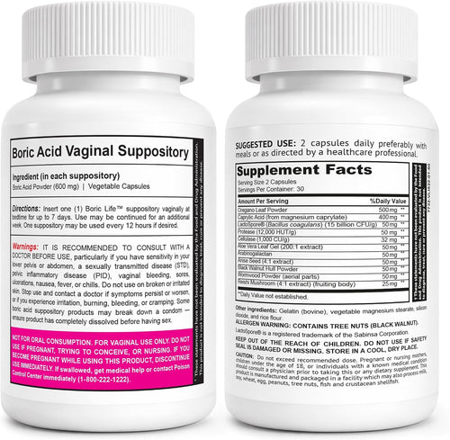 Back labels with ingredients, directions and warnings