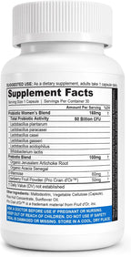 NutraBlast Women's Probiotics back label supplement facts